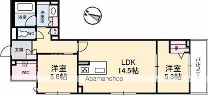広島県広島市南区東雲１丁目[2LDK/63.9m2]の間取図