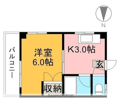 小倉ハイツ[1DK/21.33m2]の間取図