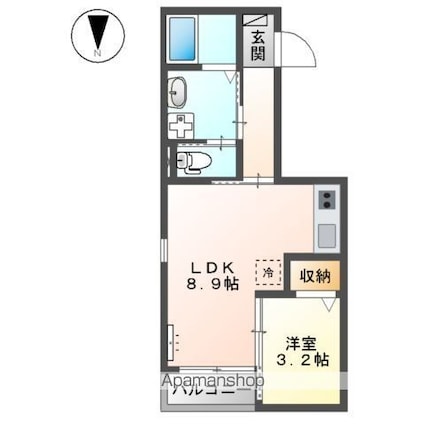 広島県広島市南区京橋町[1LDK/34.02m2]の間取図
