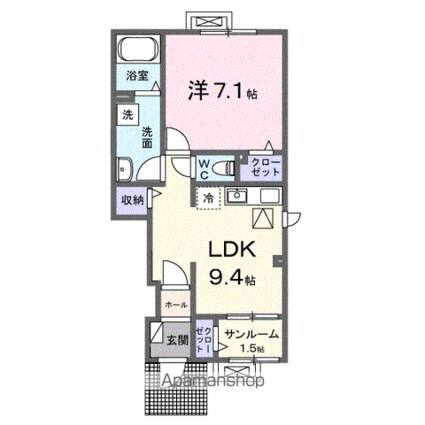 アムール・Ｋ[1LDK/42.31m2]の間取図