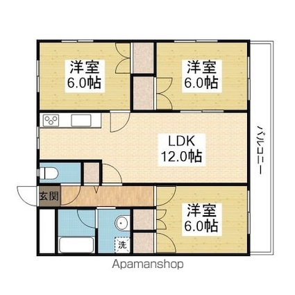 タマリスク内宮[3LDK/68m2]の間取図