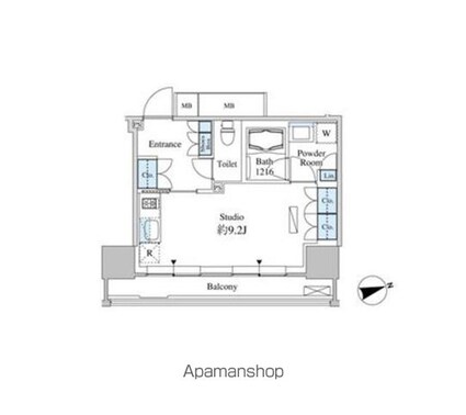 ベルファース芝浦タワー[1R/30m2]の間取図