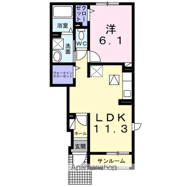 シュティル　Ｃ[1LDK/43.61m2]の間取図
