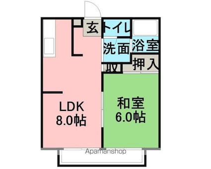 サンシティーひまわり[1LDK/34.02m2]の間取図