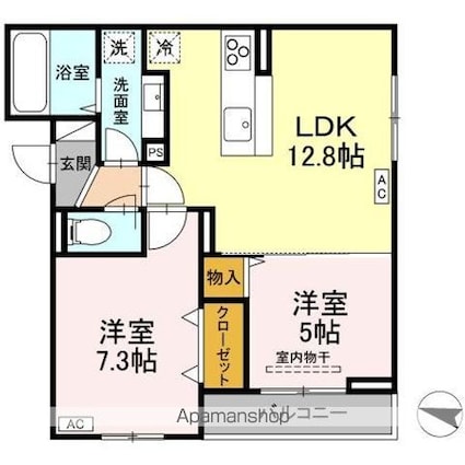 メラヴィリア西町[2LDK/54.97m2]の間取図