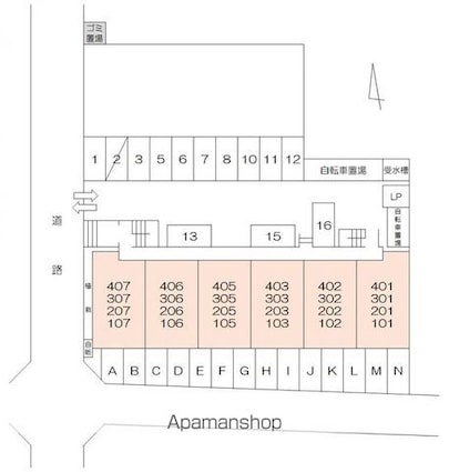 香川県高松市上福岡町[2LDK/55m2]の配置図
