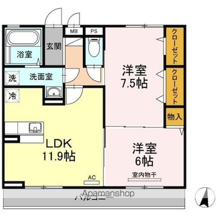 プレジール　Ａ[2LDK/59.67m2]の間取図