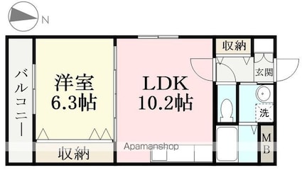 ルシェリア[1LDK/40.61m2]の間取図