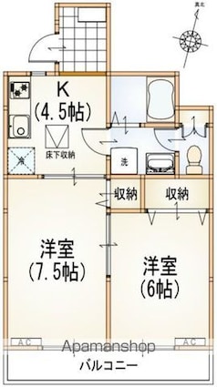 ステータスヒルＡＲＡ[2K/38.52m2]の間取図