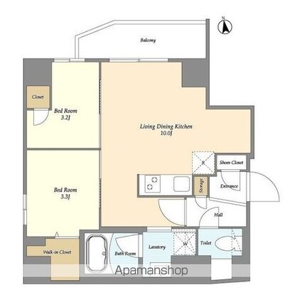 グランカーサ上野松が谷[2LDK/40.3m2]の間取図