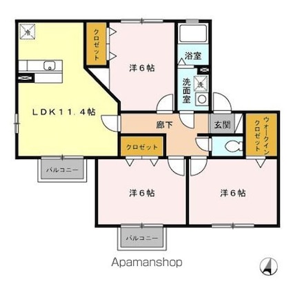 コルベイユ　Ａ[3LDK/67.07m2]の間取図
