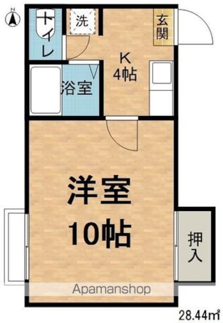 ハイツしらかば[1K/28.44m2]の間取図