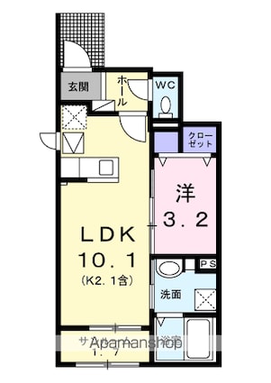 アルドーレ[1LDK/36.29m2]の間取図