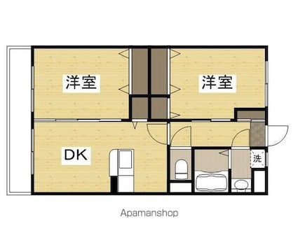 岡山県倉敷市真備町川辺[2DK/52.44m2]の間取図