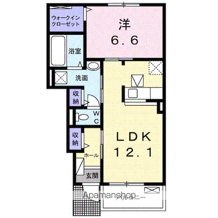 りりあん　Ⅲ[1LDK/48.35m2]の間取図