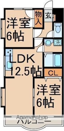 エントピアかすみ[2LDK/56.5m2]の間取図