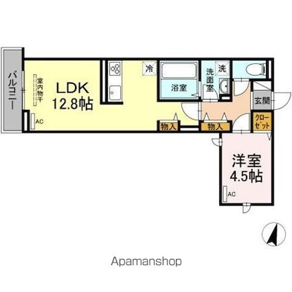 オリヴィエ西町[1LDK/42.72m2]の間取図