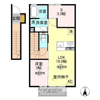 ブラン[1LDK/42.12m2]の間取図