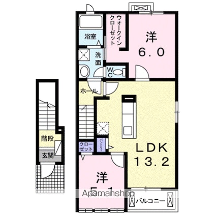 ビ・オーラ千（ＳＥＮ）[2LDK/58.7m2]の間取図