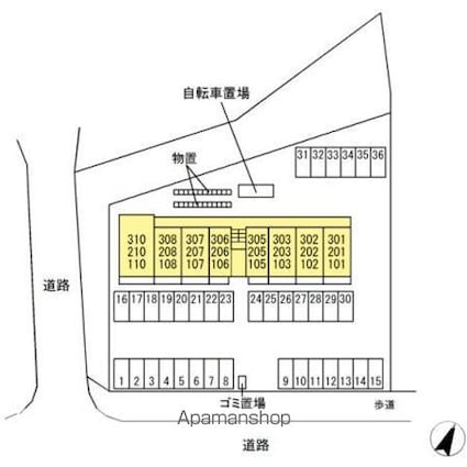 銀河タウン　Ｅ[1K/30.27m2]の配置図