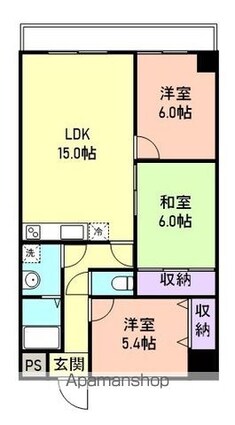 グランドハイツ田尻６０６号室[3LDK/70.17m2]の間取図