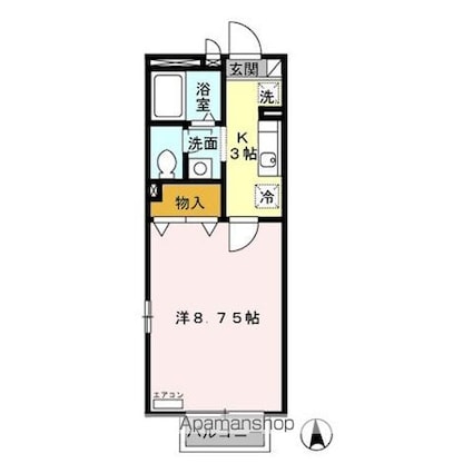 ルーチェガーデン　Ａ・Ｂ[1K/26.52m2]の間取図