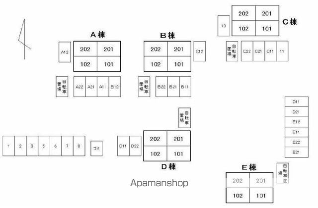 グリーンヒルズ玉藻Ⅱ[3DK/54.6m2]の配置図