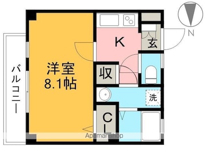 高知県高知市朝倉甲[1K/27.52m2]の間取図