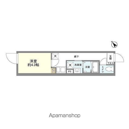 ＲＥＳＩＢＡ　ＡＹＡＳＥ[1K/20.02m2]の間取図