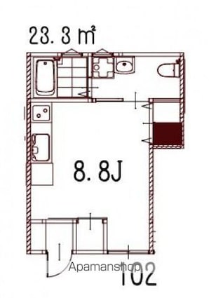 リノリノアパートメント五日市[1R/23m2]の間取図