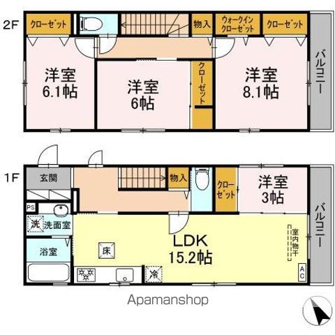 川崎市高津区 2階建 築3年の間取り写真