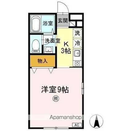 アモロッソ　トリプルＳ[1K/28.15m2]の間取図