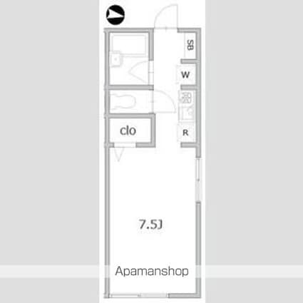 フロンティア桜新町[1K/21.53m2]の間取図