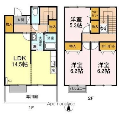 リースランド松縄[3LDK/83.65m2]の間取図