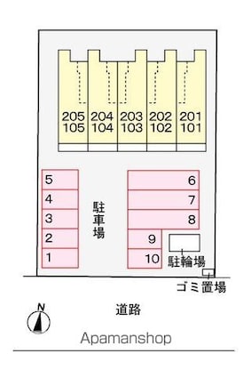 シャンドラ[1LDK/45.07m2]の配置図