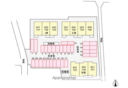 ピアチェーレⅡ[1LDK/46.49m2]の配置図