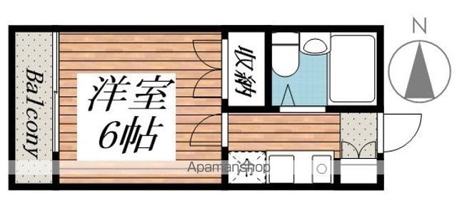 サンヒルズ赤塚[1K/13.92m2]の間取図