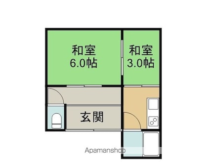和歌山県和歌山市東紺屋町[2K/30m2]の間取図