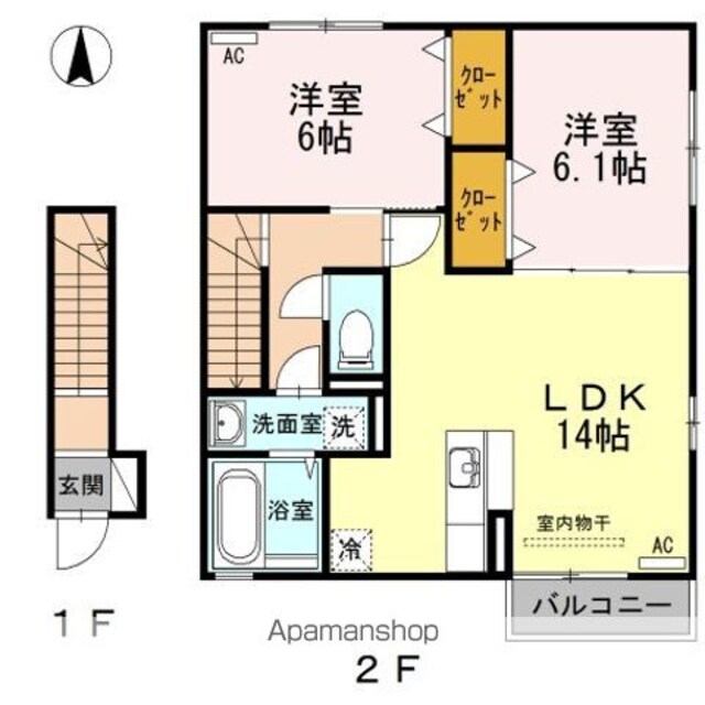 シェルセオン[2LDK/64.89m2]の間取図
