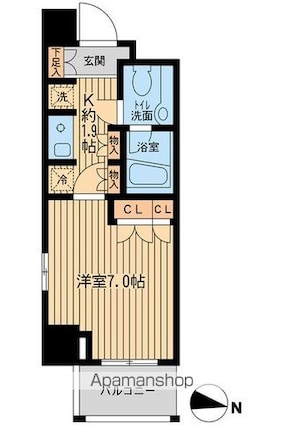 エコロジー東陽町プロセンチュリー[1K/23.71m2]の間取図