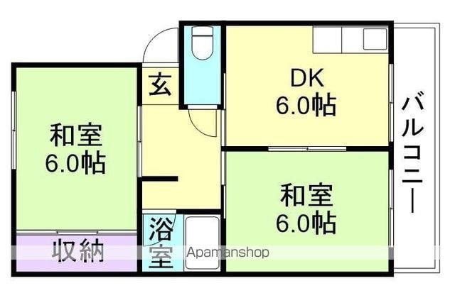 和歌山県和歌山市湊２丁目[2DK/39.25m2]の間取図