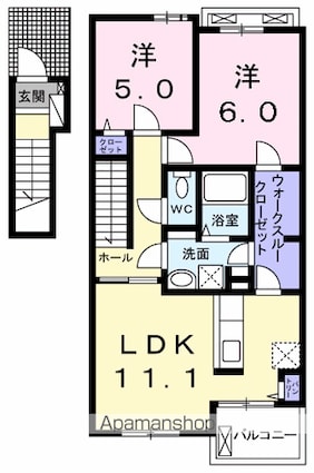 アルバ・グランデ　Ⅰ[2LDK/58.78m2]の間取図