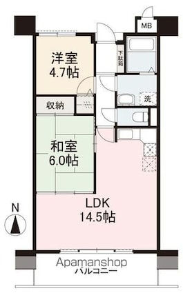 ダイアパレス太田第２[2LDK/55.6m2]の間取図