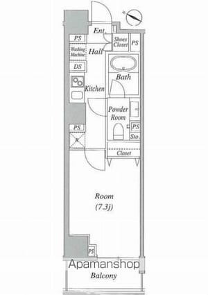 Ｇｒａｃｅ　Ｃｏｕｒｔ　Ｍｅｇｕｒｏ[1K/27.44m2]の間取図