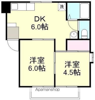岡山県倉敷市幸町[2DK/38.67m2]の間取図