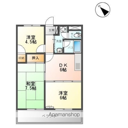 グランシャルマン通町[3DK/51.03m2]の間取図