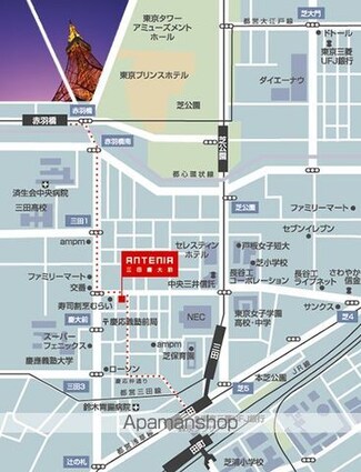 ＨＦ三田レジデンスⅡ[1DK/33.39m2]の配置図