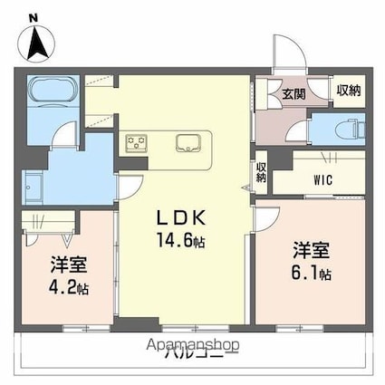 シャーメゾン江平　ＷＥＳＴ[2LDK/59.27m2]の間取図