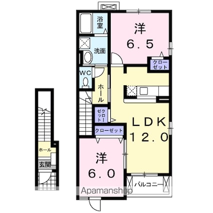 サンパティーク[2LDK/58.86m2]の間取図