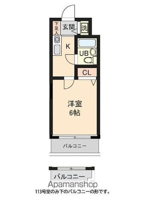ウィンベルソロ梅ヶ丘[1K/18.48m2]の間取図